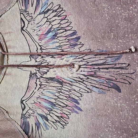 We The Free, Acid Wash Eagle Graphic Sweatshirt, Mauve Gray, Size M, Like New - Picture 2 of 11